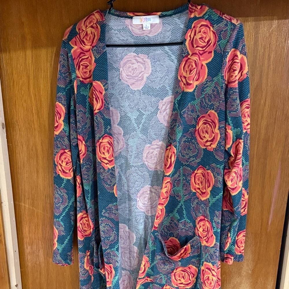 LuLaRoe Women's Cardigan with Rose Print